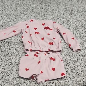Carter's Pink and Red Heart Sweater Toddler Girls Pajamas